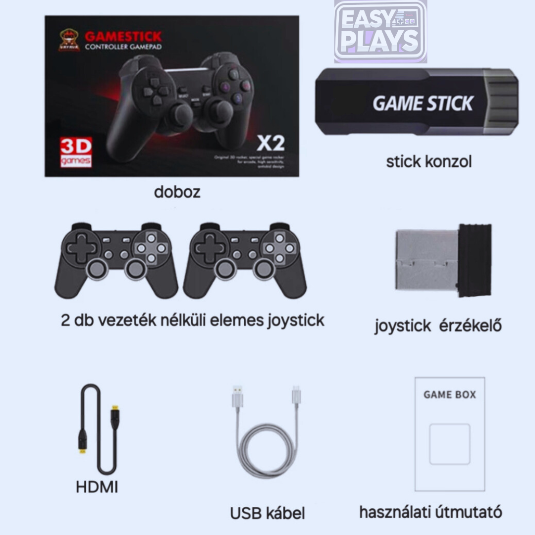 EasyPlays™  Régi idők  játékait tartalmazó  konzol 128 GB  ,40.000+ játékkal, 2db kontrollerel